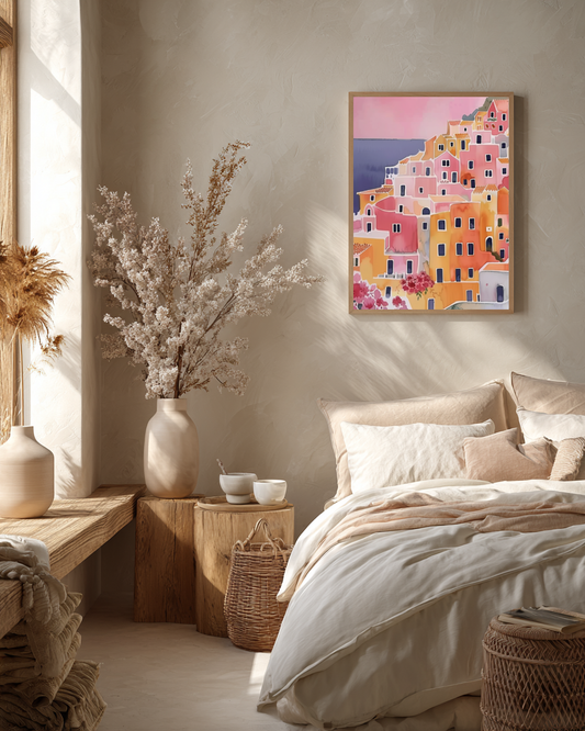 Italian Coastal Town Print | Amalfi Coast Wall Art