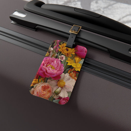 Airplane Luggage Tag Garden Flowers