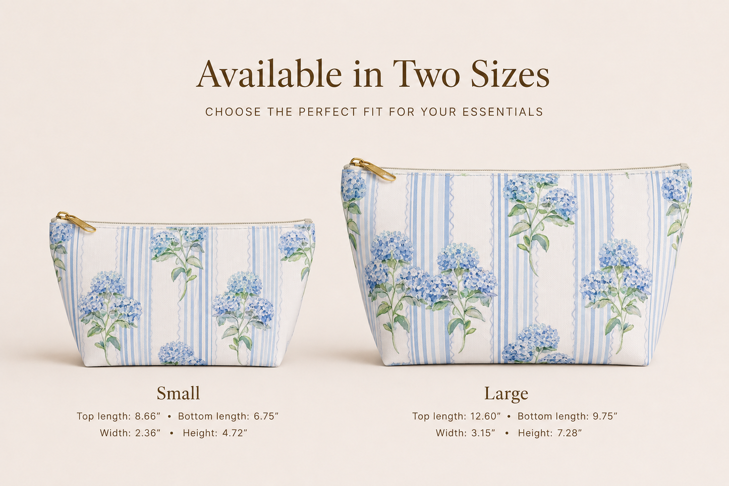Blue Hydrangea Travel Pouch
