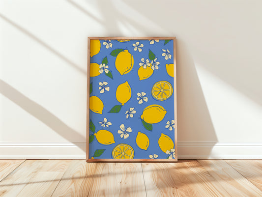 Capri Lemon Garden Art Print | Citrus Bloom Pattern