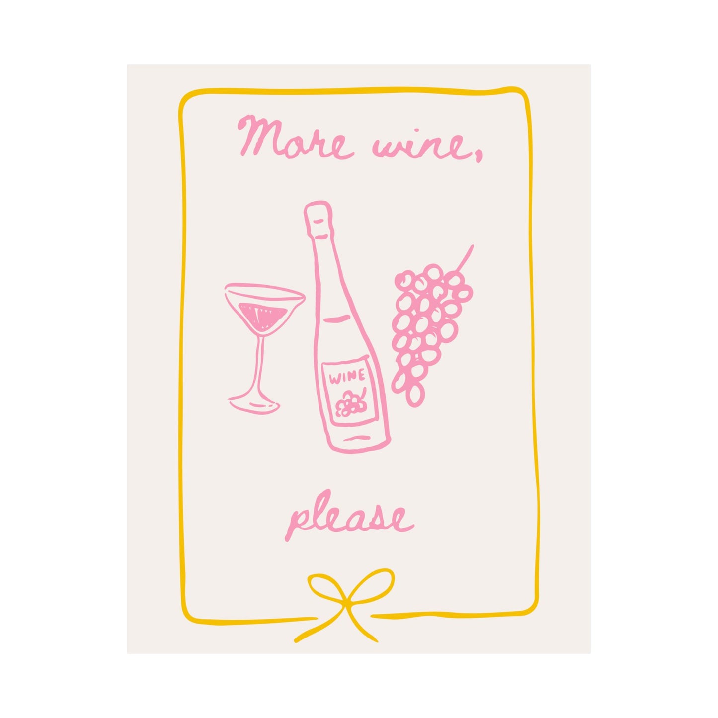 More Wine Please Wall Art | Cute Pastel Wine Poster