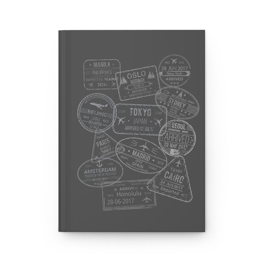 World Passport Stamps | Retro Travel Journal Dark Grey