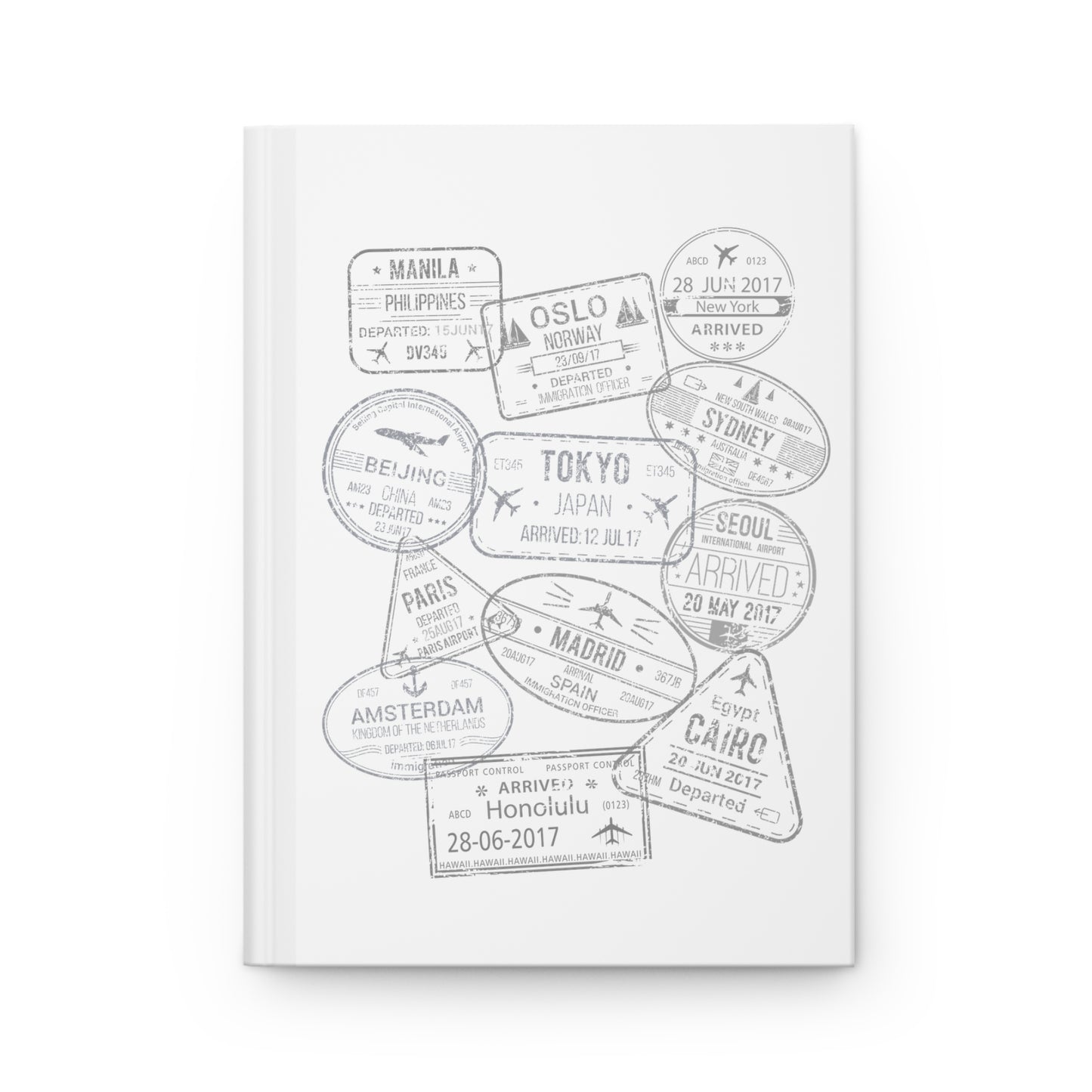 World Passport Stamps | Retro Travel Journal White