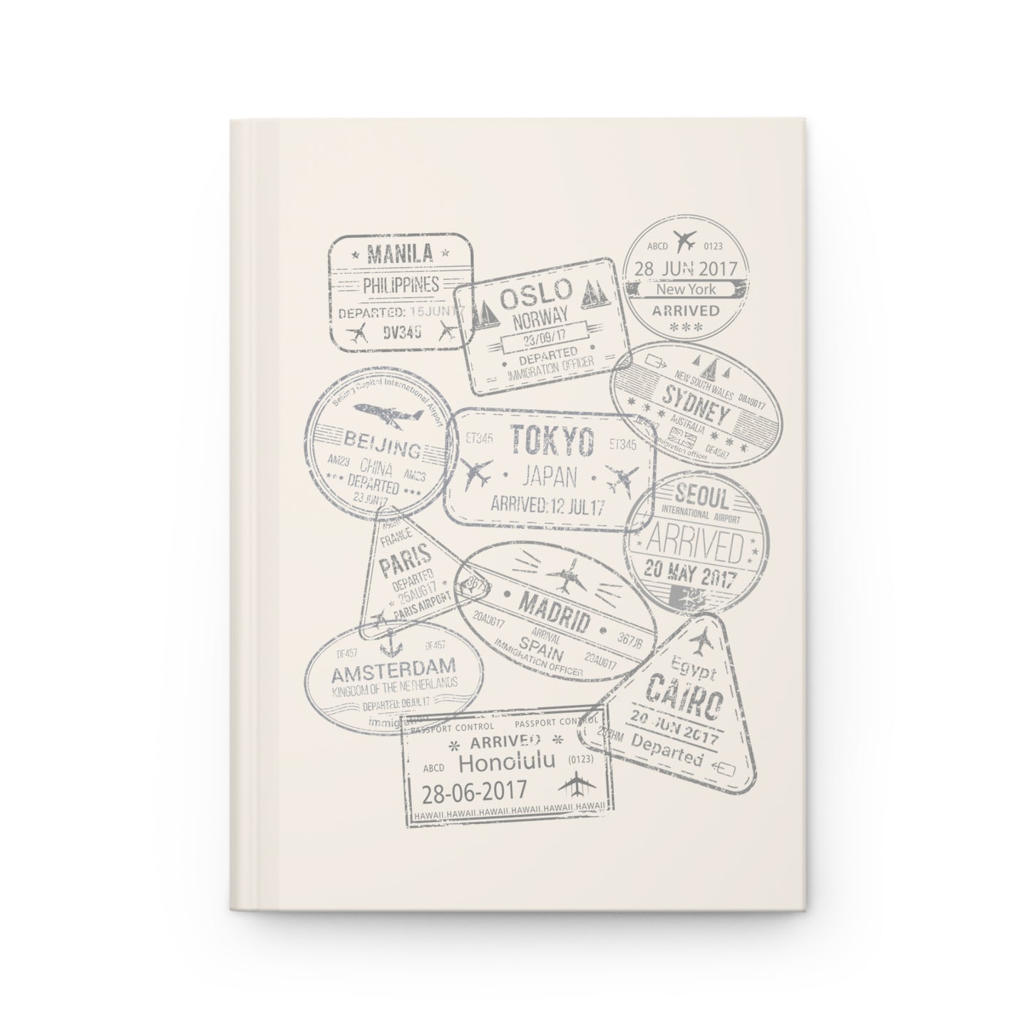 World Passport Stamps | Retro Travel Journal Creme
