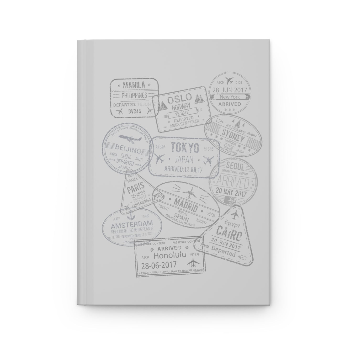World Passport Stamps | Retro Travel Journal Light Grey