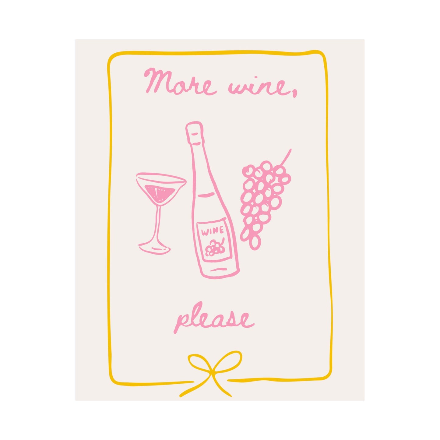 More Wine Please Wall Art | Cute Pastel Wine Poster