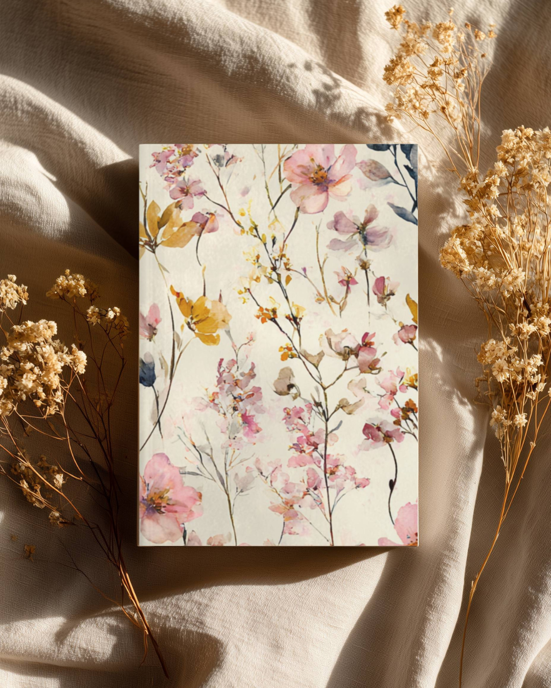 Soft Botanical Watercolor Notebook | Floral Writing Journal