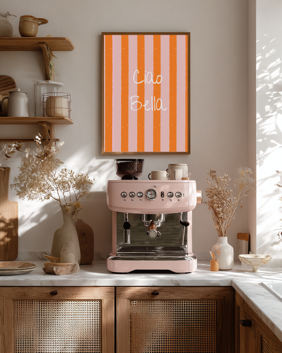 Ciao Bella Wall Art | Italian Retro Striped Print