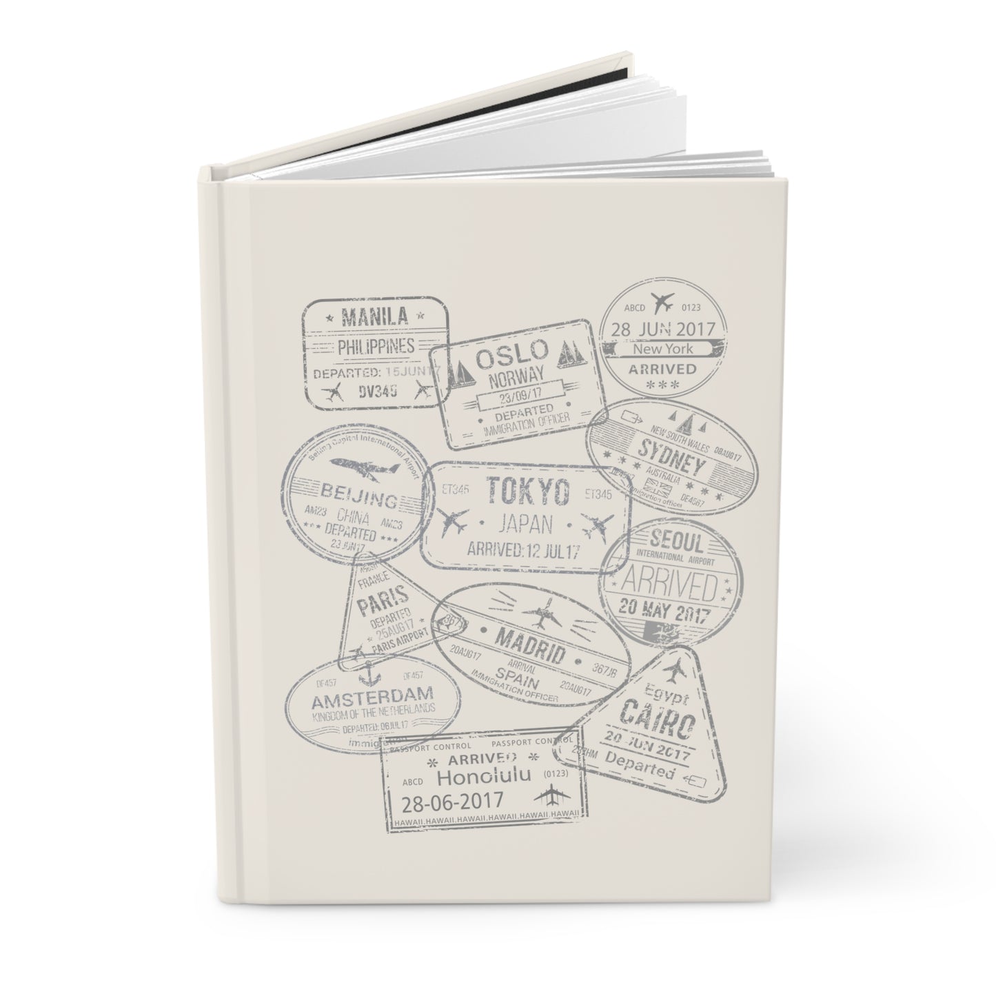 World Passport Stamps | Retro Travel Journal Creme