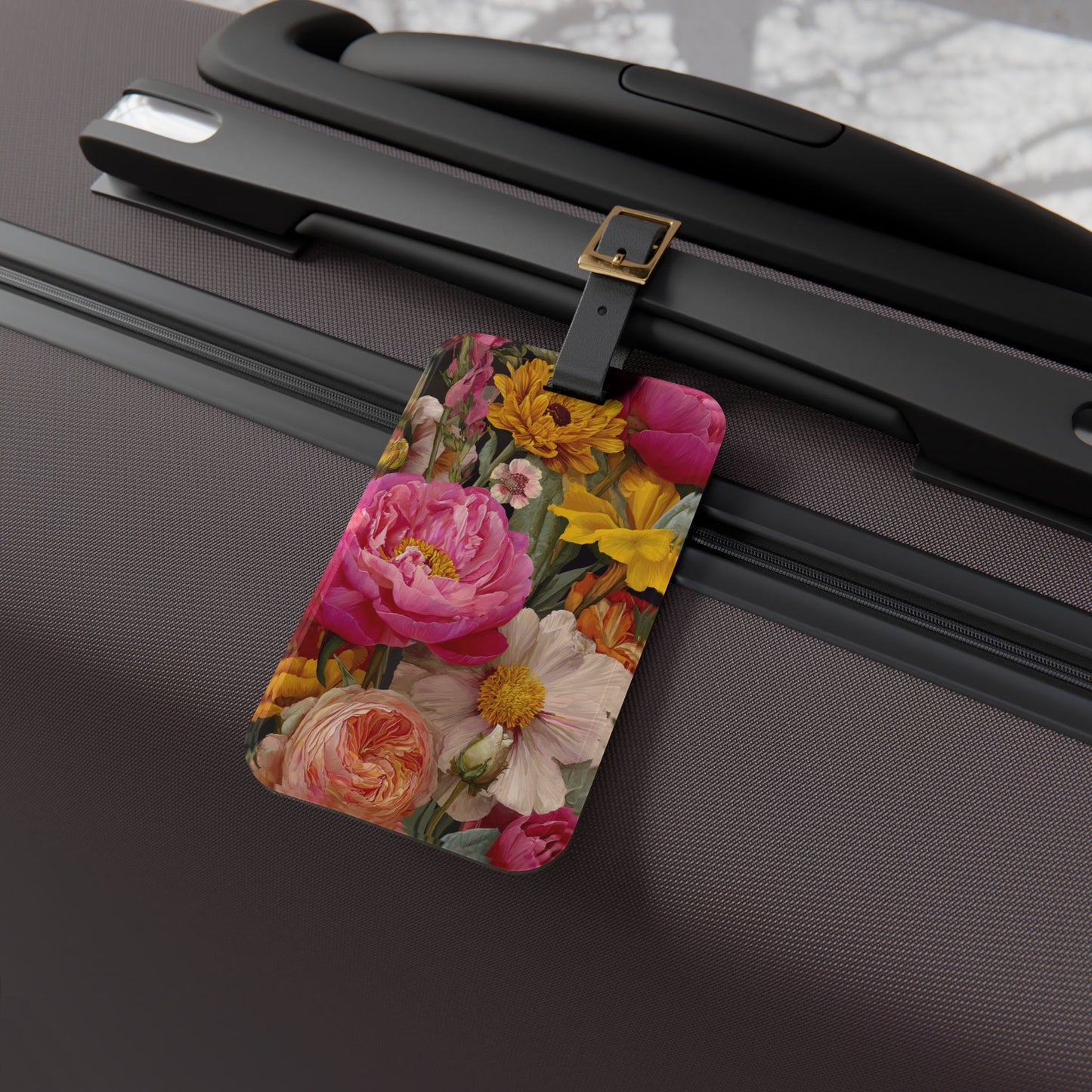 Airplane Luggage Tag Garden Flowers