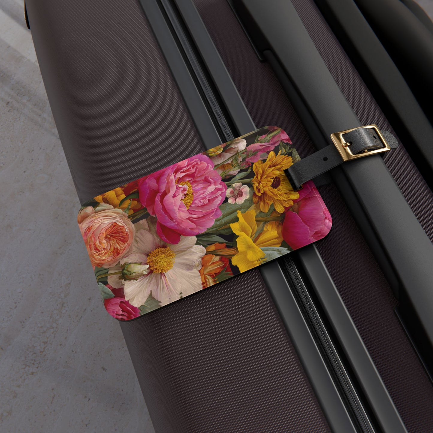Airplane Luggage Tag Garden Flowers
