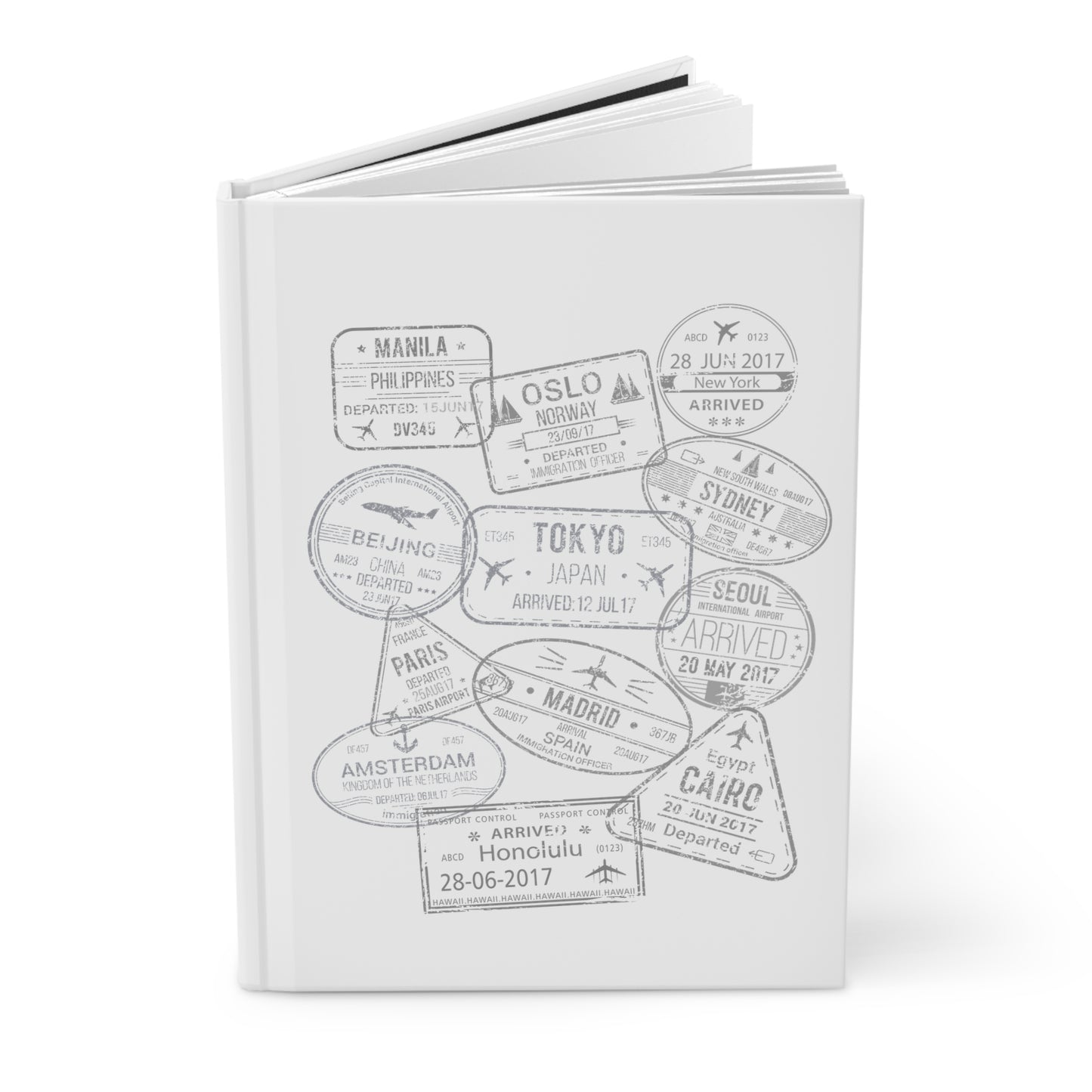 World Passport Stamps | Retro Travel Journal White