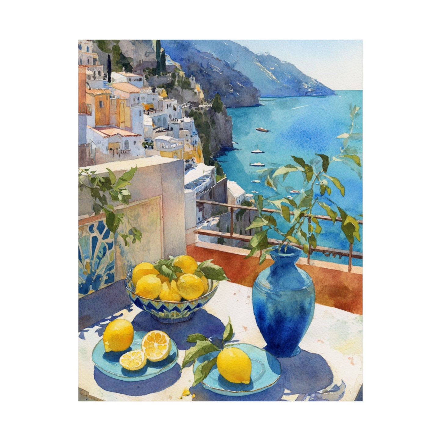 Positano Morning | Coastal Watercolor Wall Art