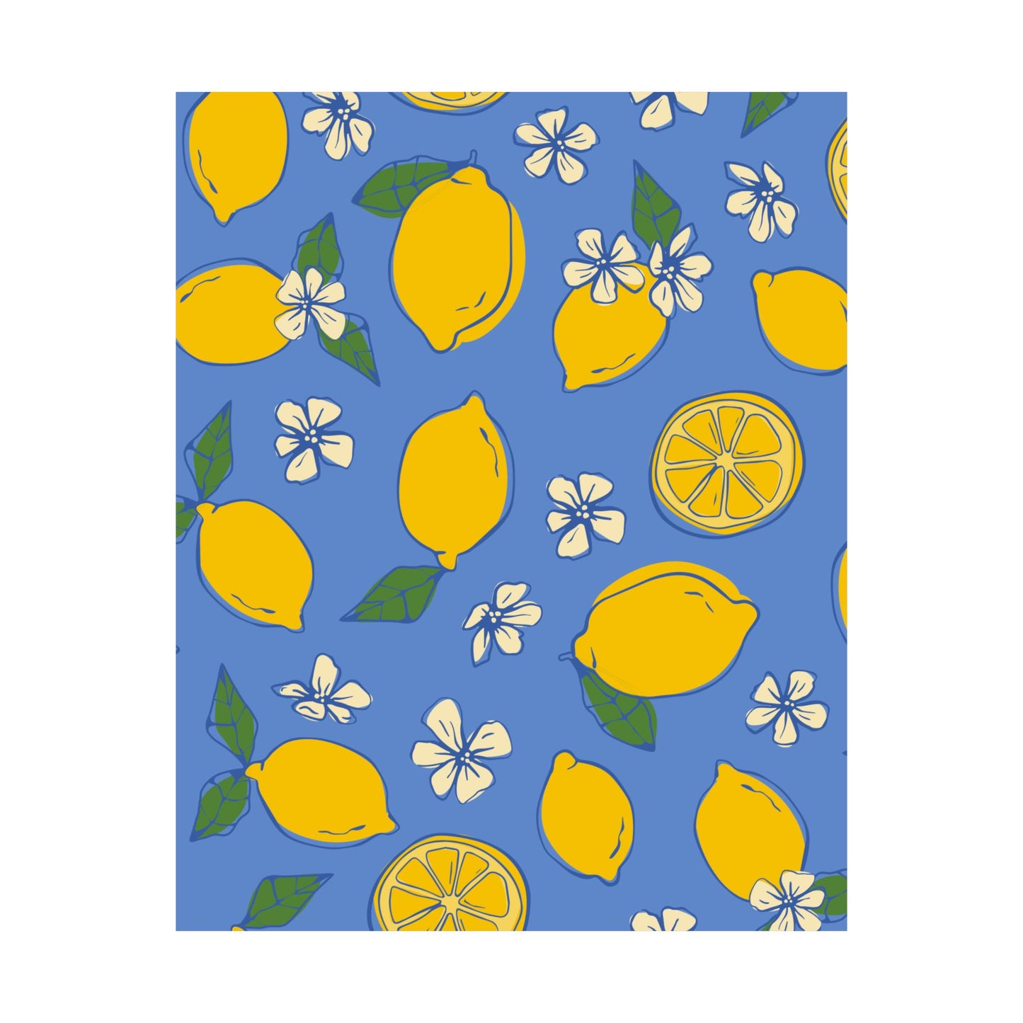 Capri Lemon Garden Art Print | Citrus Bloom Pattern