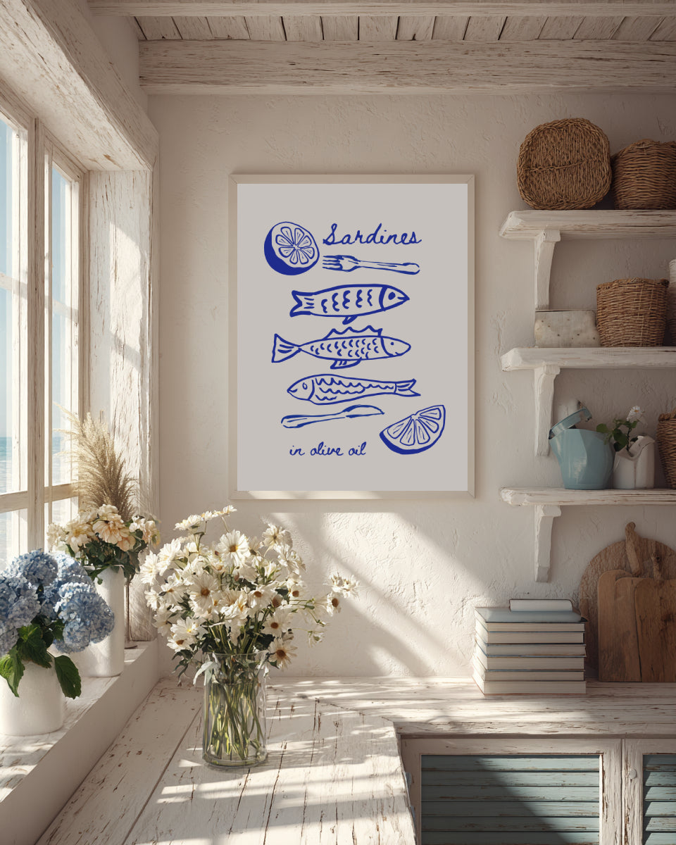 Sardines in Olive Oil | Mediterranean Kitchen Wall Art