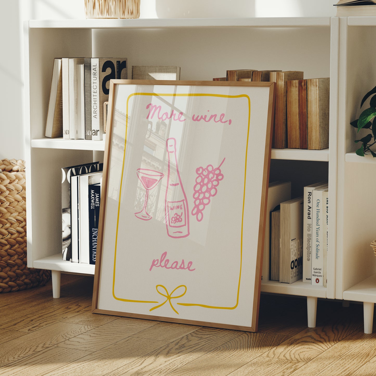 More Wine Please Wall Art | Cute Pastel Wine Poster