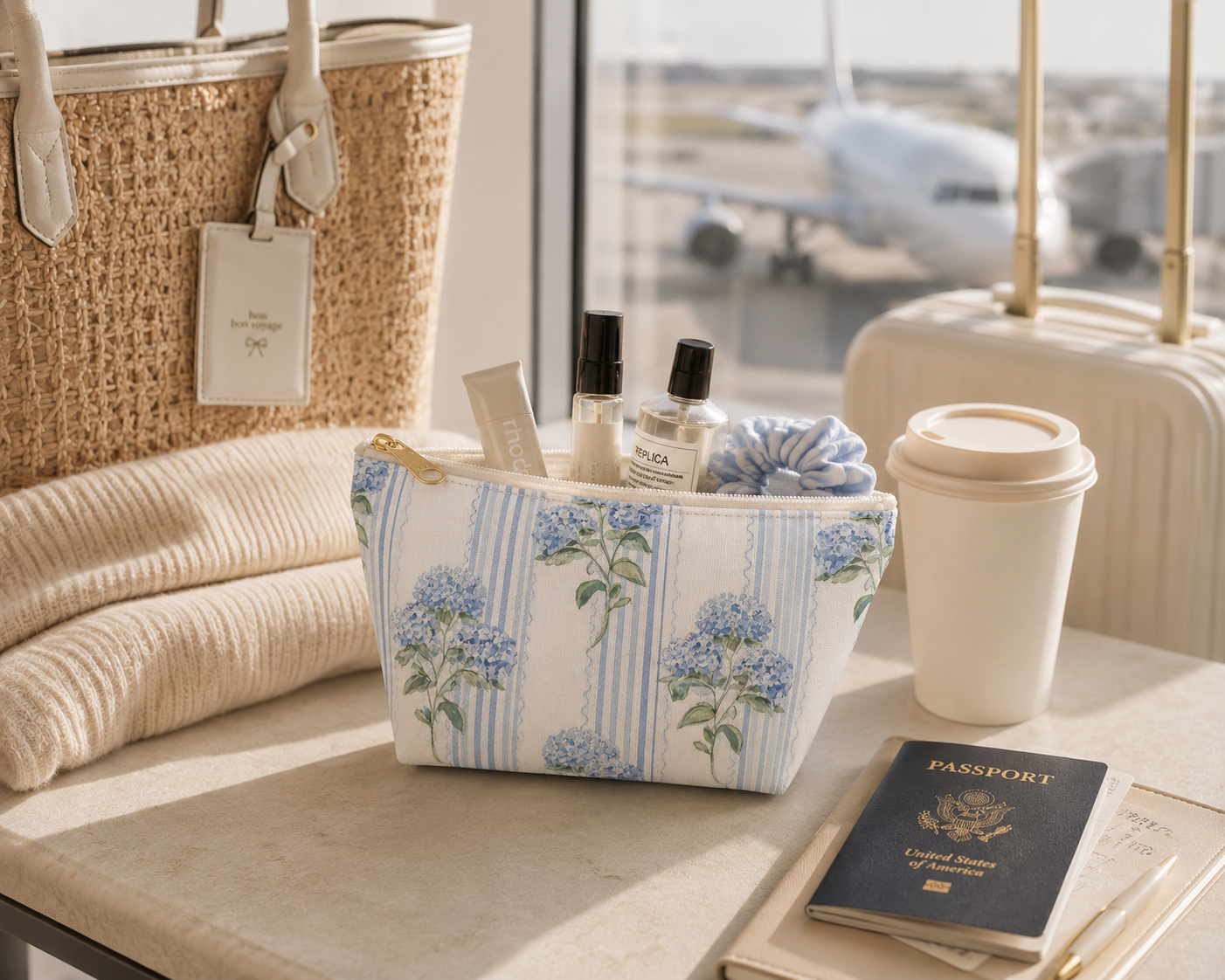 Blue Hydrangea Travel Pouch