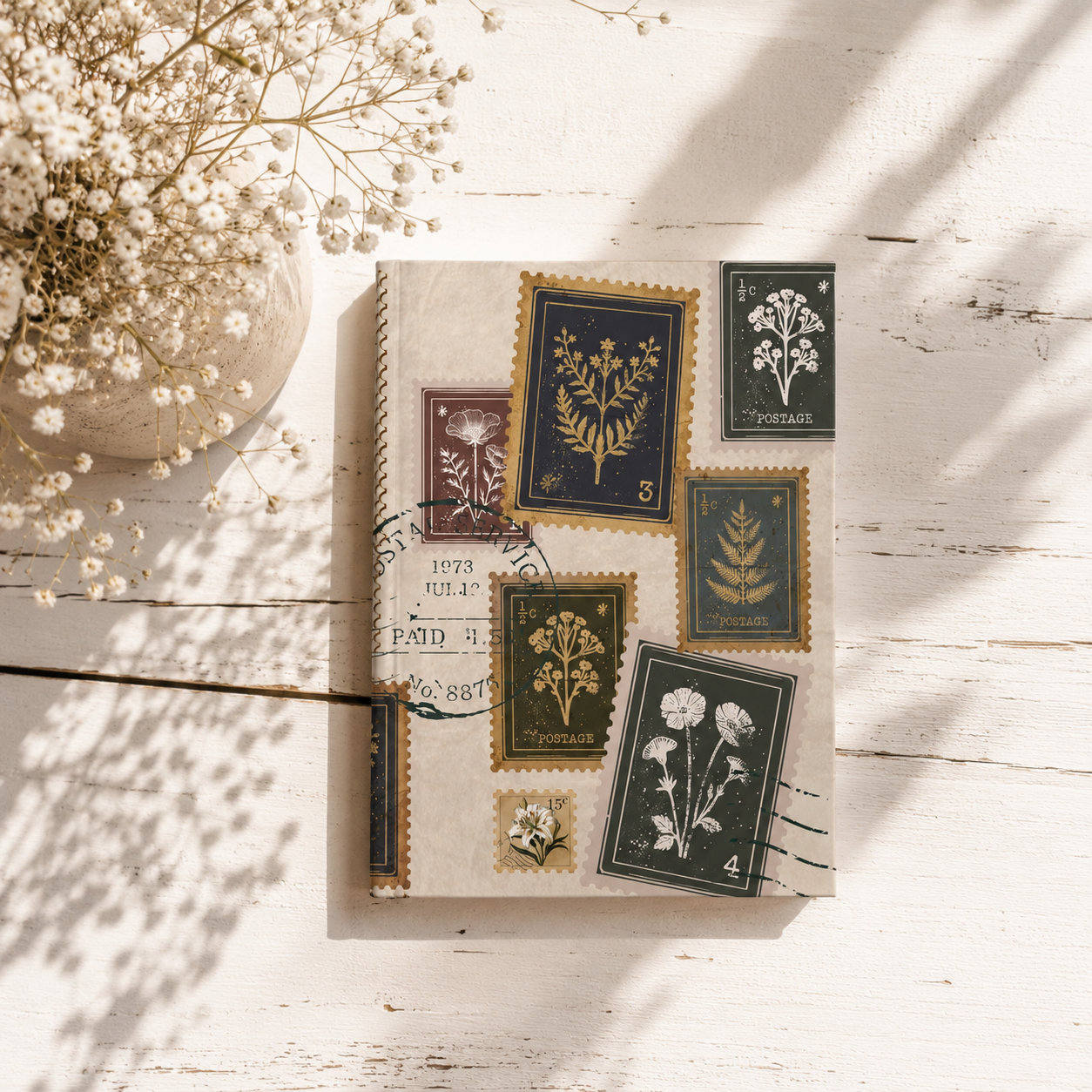Vintage Botanical Postage Stamps Journal