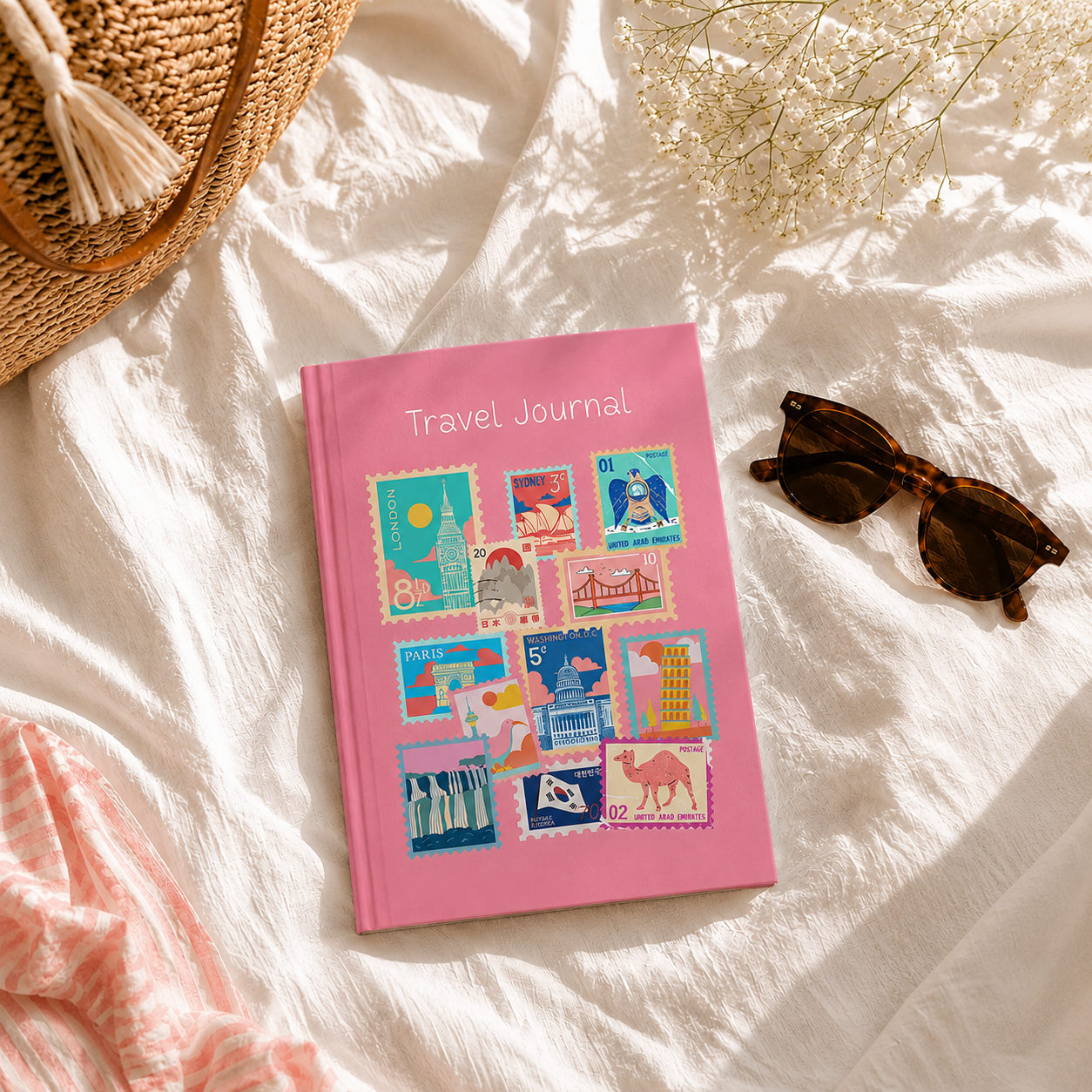 World Destinations Travel Journal Rose Pink