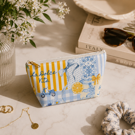 Italian Patchwork Gingham Travel Pouch