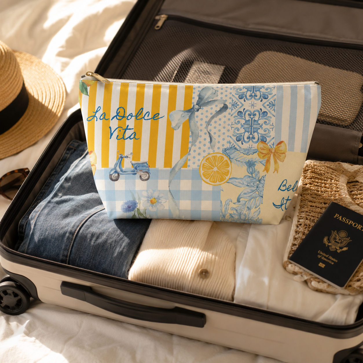 Italian Patchwork Gingham Travel Pouch