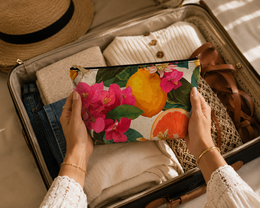 Floral Citrus Travel Organizer Bag Packing scene