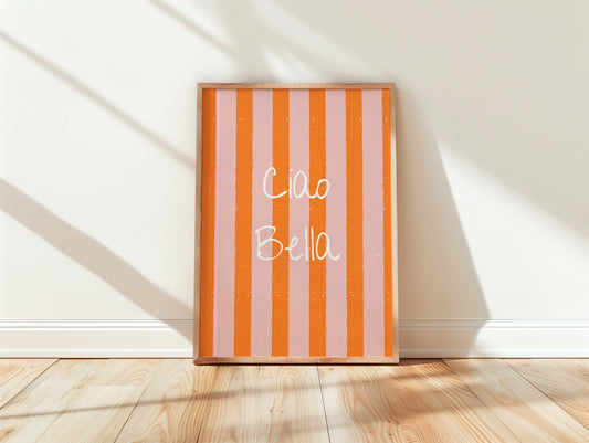 Ciao Bella Wall Art | Italian Retro Striped Print