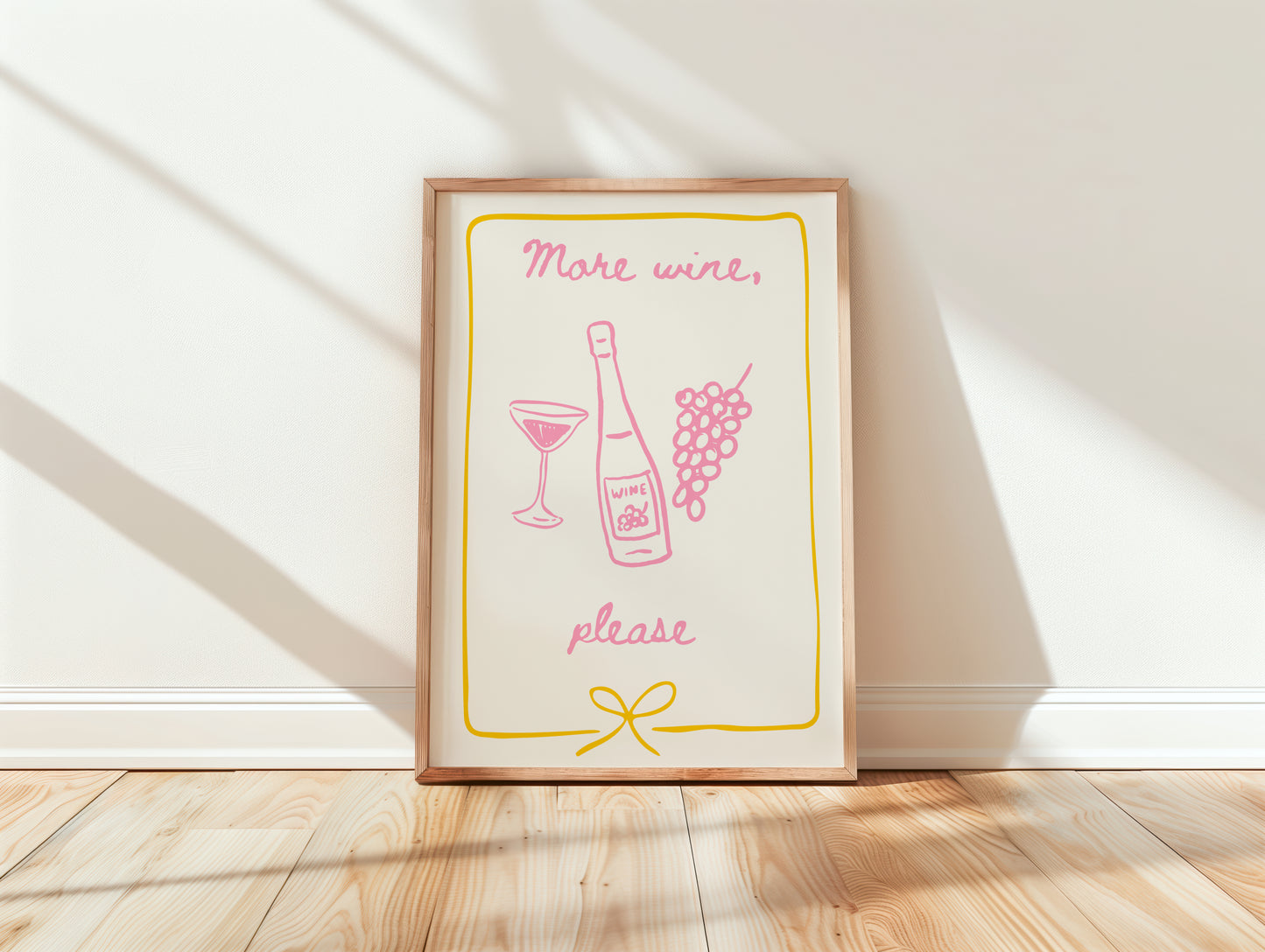 More Wine Please Wall Art | Cute Pastel Wine Poster