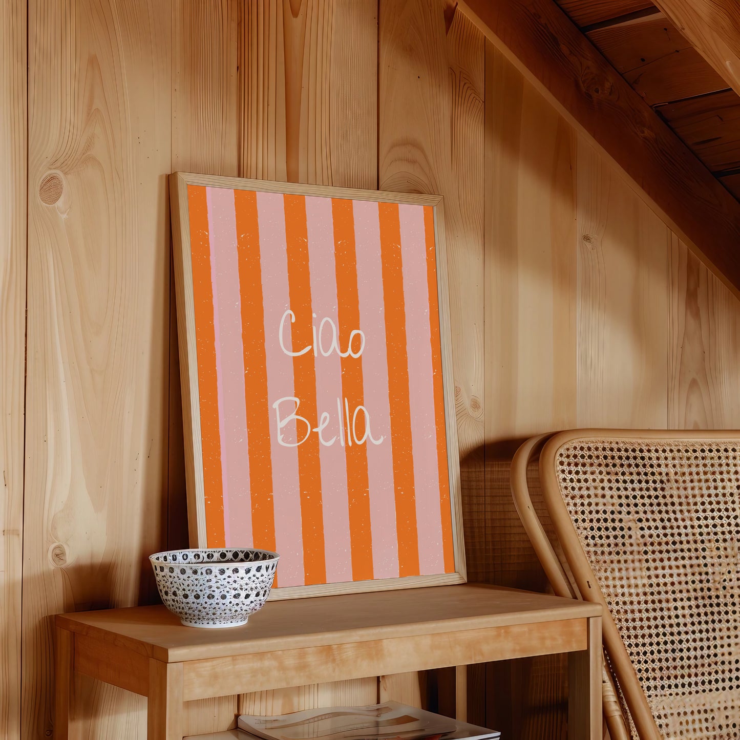 Ciao Bella Wall Art | Italian Retro Striped Print