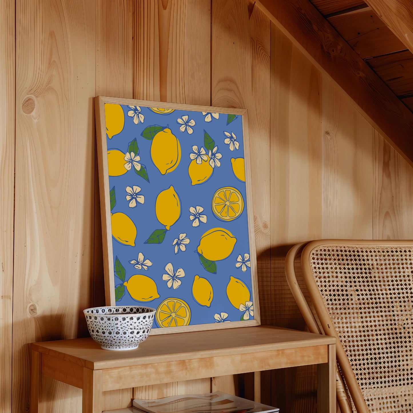 Capri Lemon Garden Art Print | Citrus Bloom Pattern