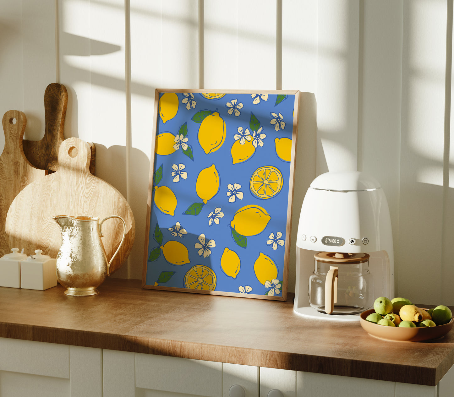 Capri Lemon Garden Art Print | Citrus Bloom Pattern