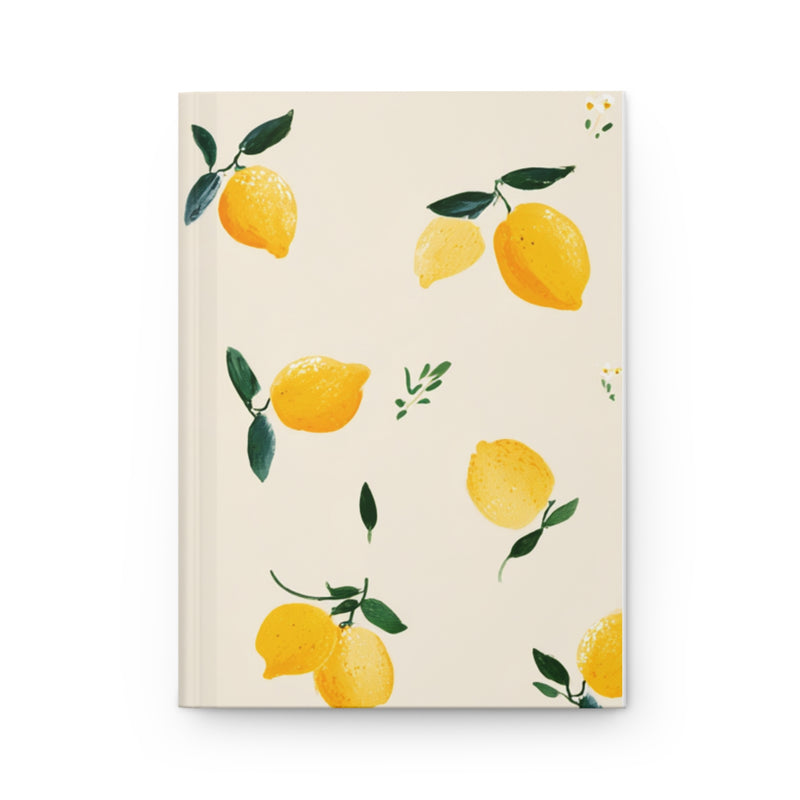 Notebook with lemon design on a beige background