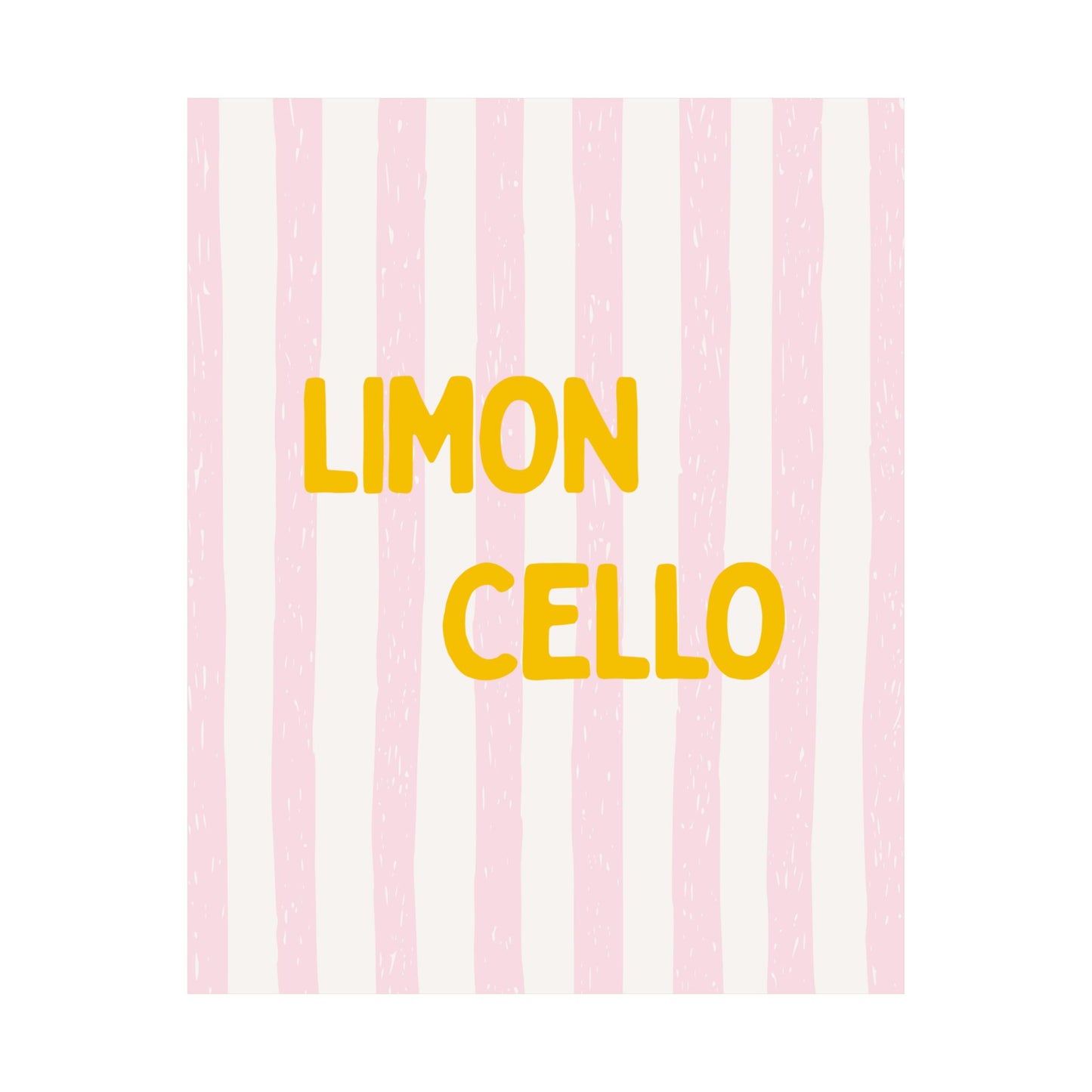 Pink and white striped background with 'LIMON CELLO' text in yellow.