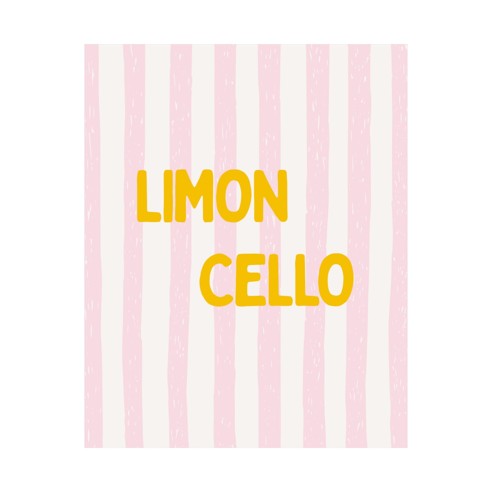 Pink and white striped background with 'LIMON CELLO' text in yellow.