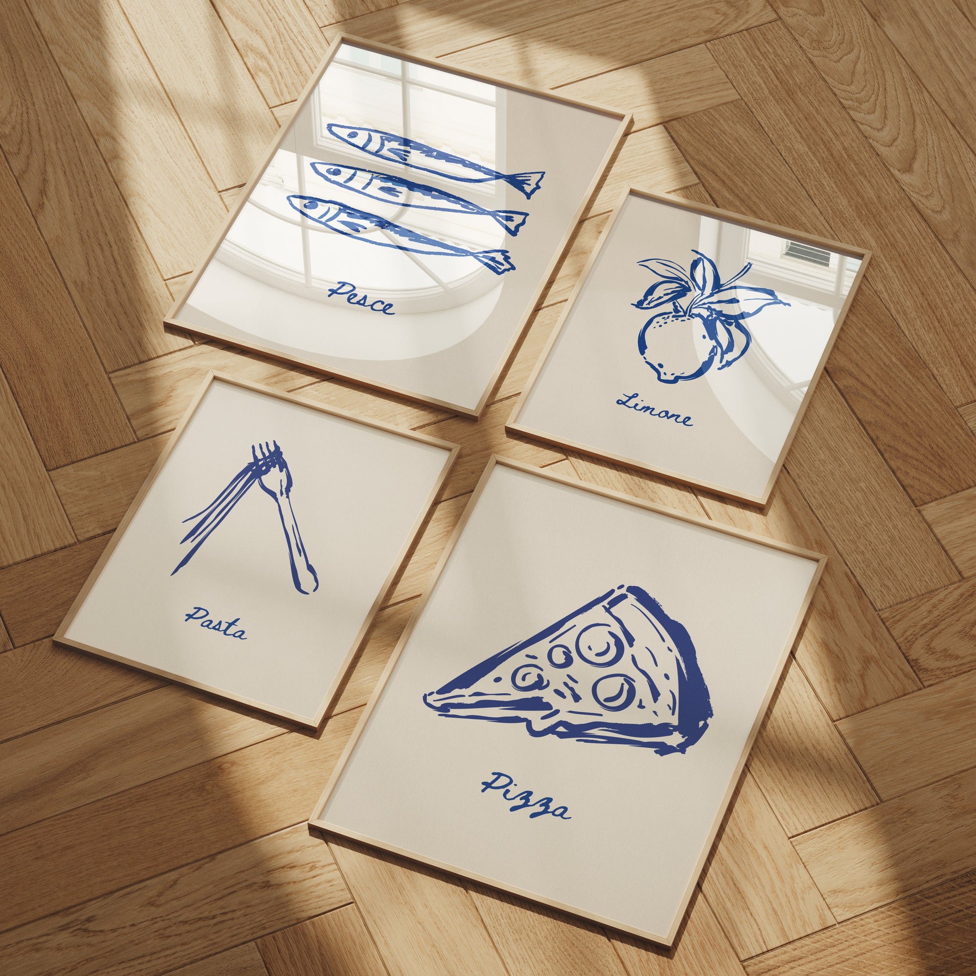 Mediterranean Wall Art Kitchen Matching Set Illustrations