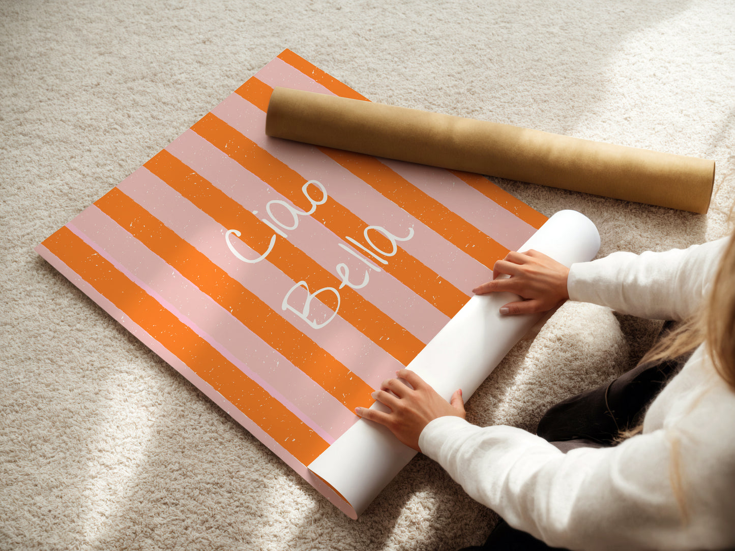 Ciao Bella Wall Art | Italian Retro Striped Print