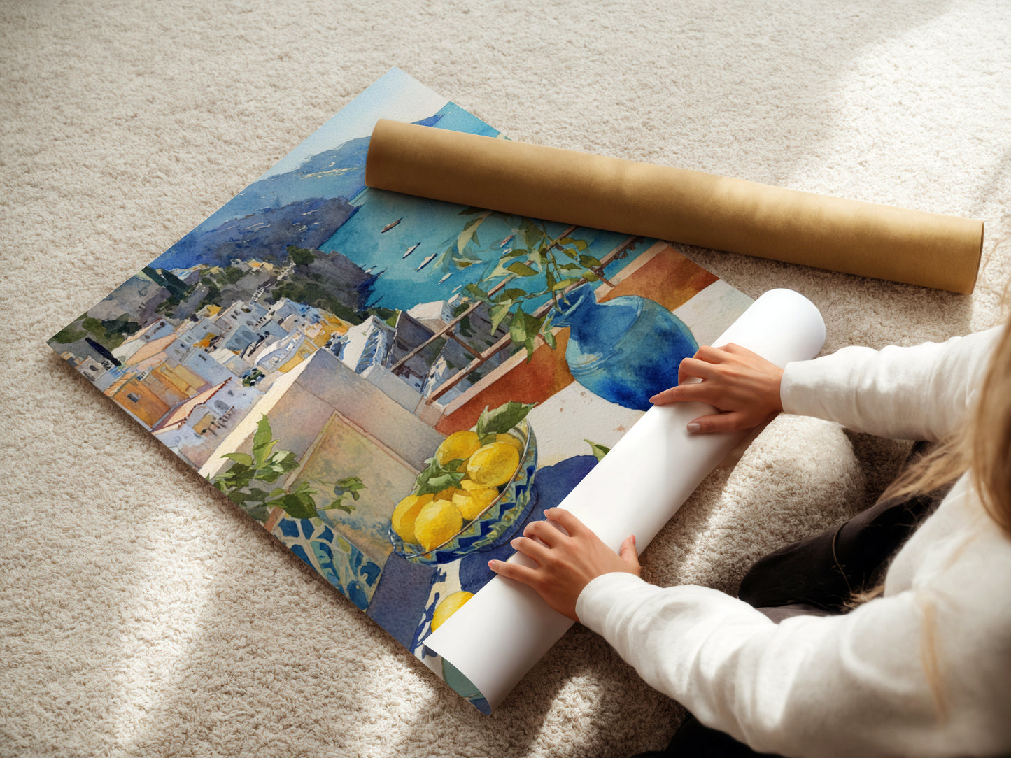 Positano Morning | Coastal Watercolor Wall Art