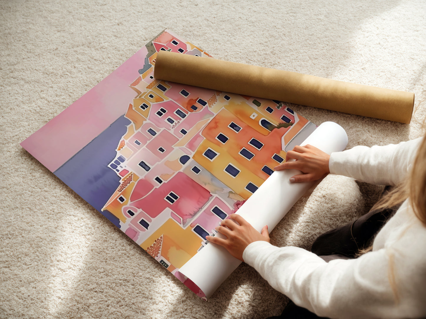 Italian Coastal Town Print | Amalfi Coast Wall Art