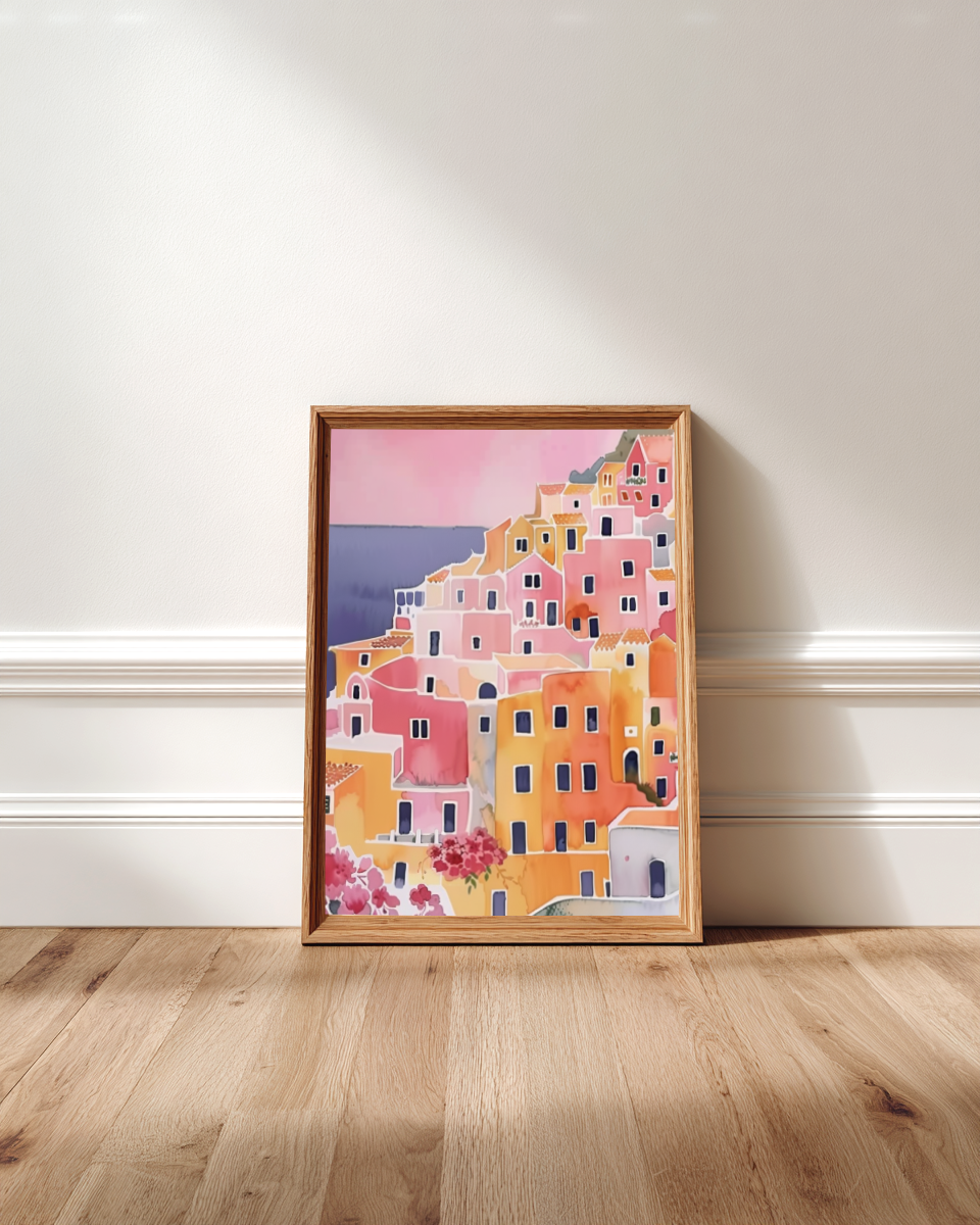 Italian Coastal Town Print | Amalfi Coast Wall Art