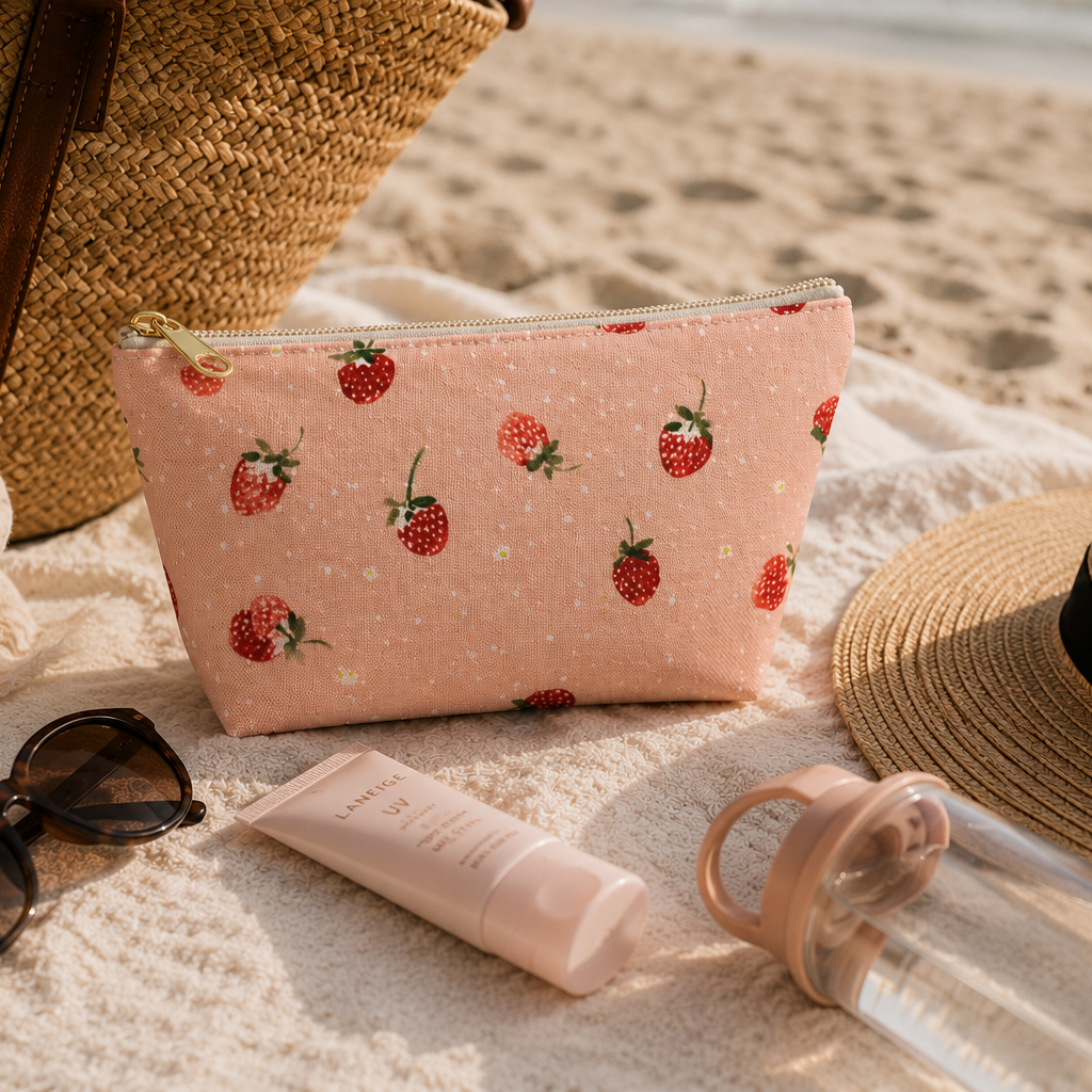 Beach bag with Strawberry Pattern