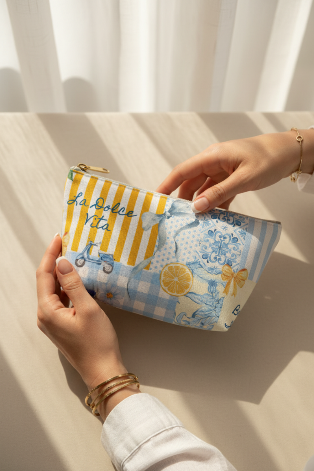 Italian Patchwork Gingham Travel Pouch