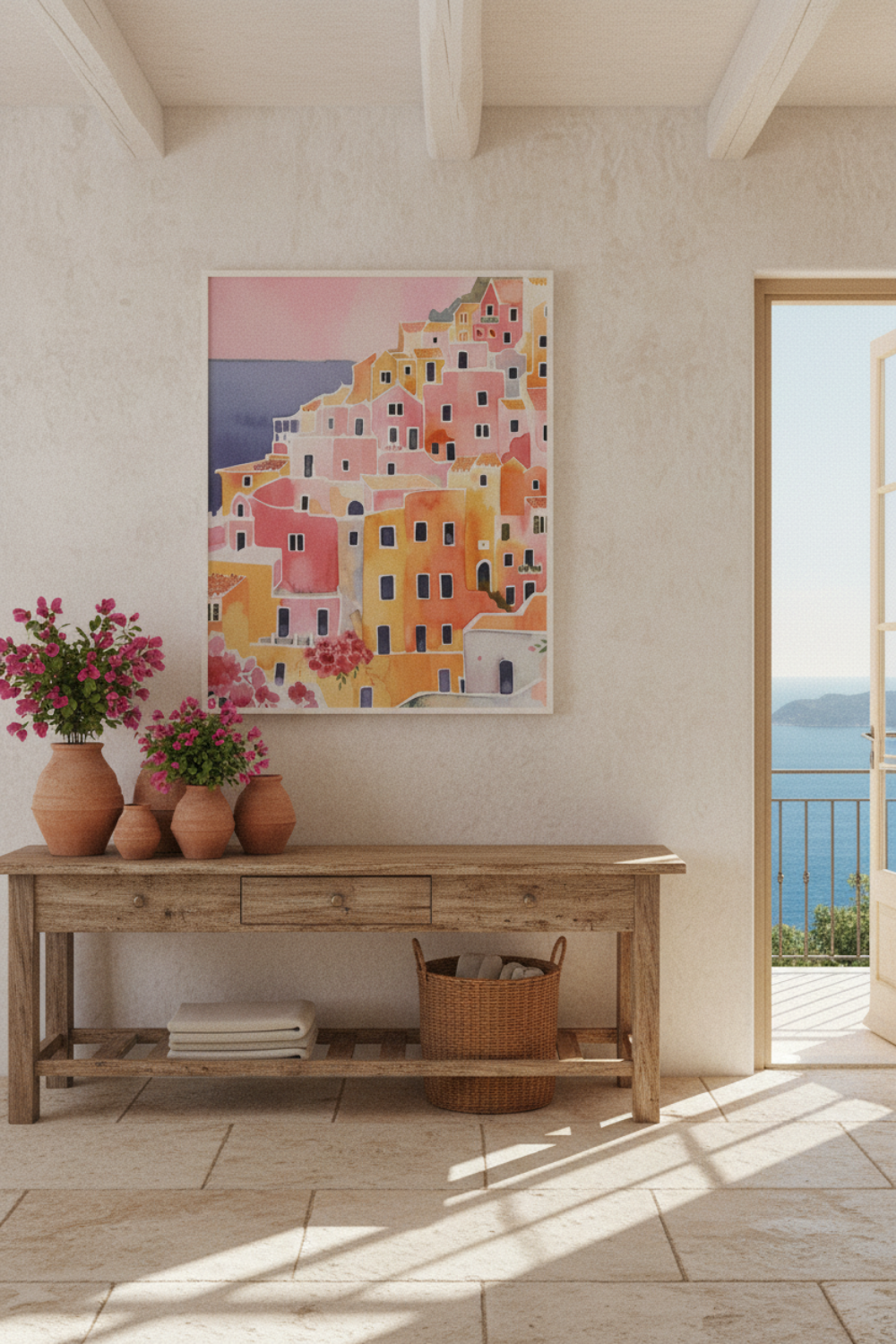 Italian Coastal Town Print | Amalfi Coast Wall Art
