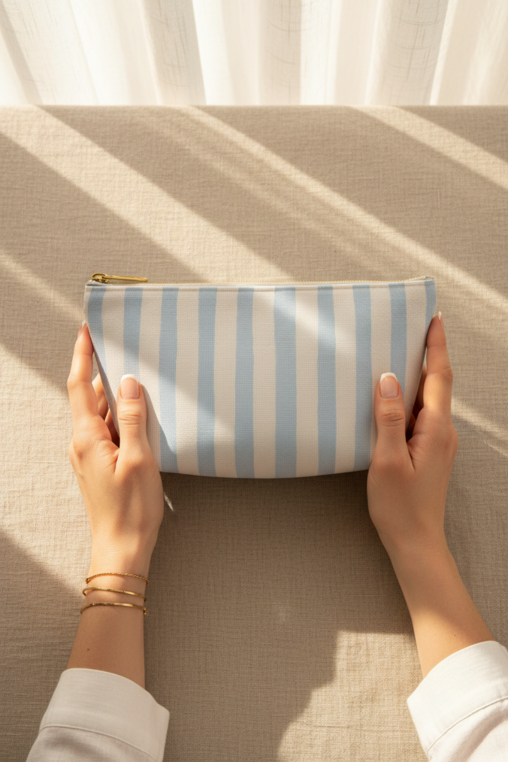 Blue Coastal Stripe Travel Pouch