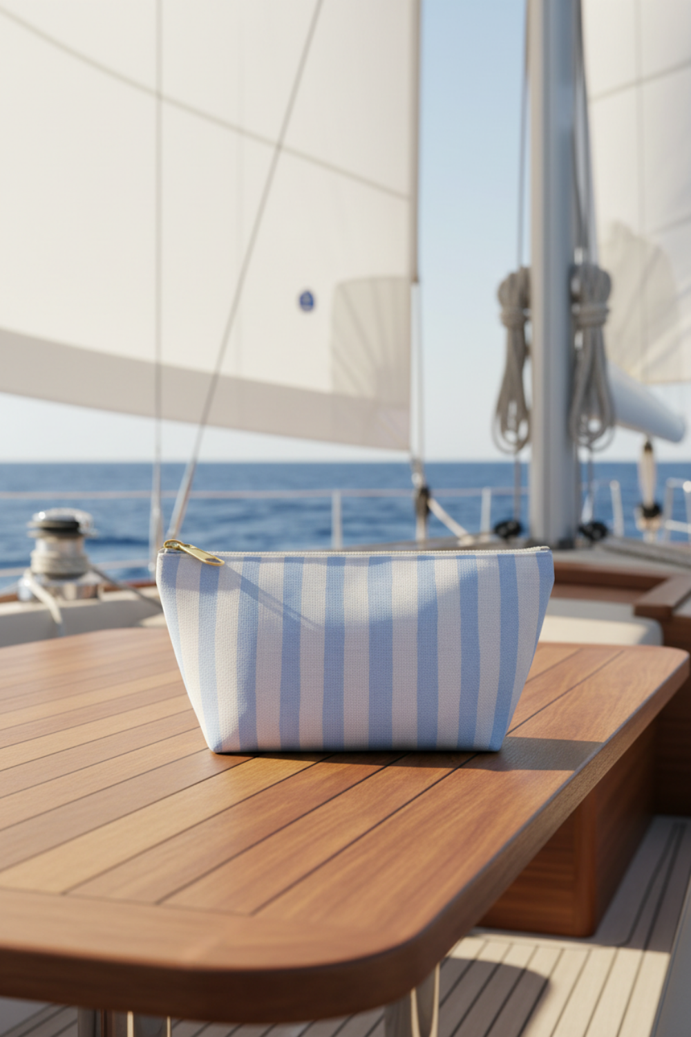Blue Coastal Stripe Travel Pouch