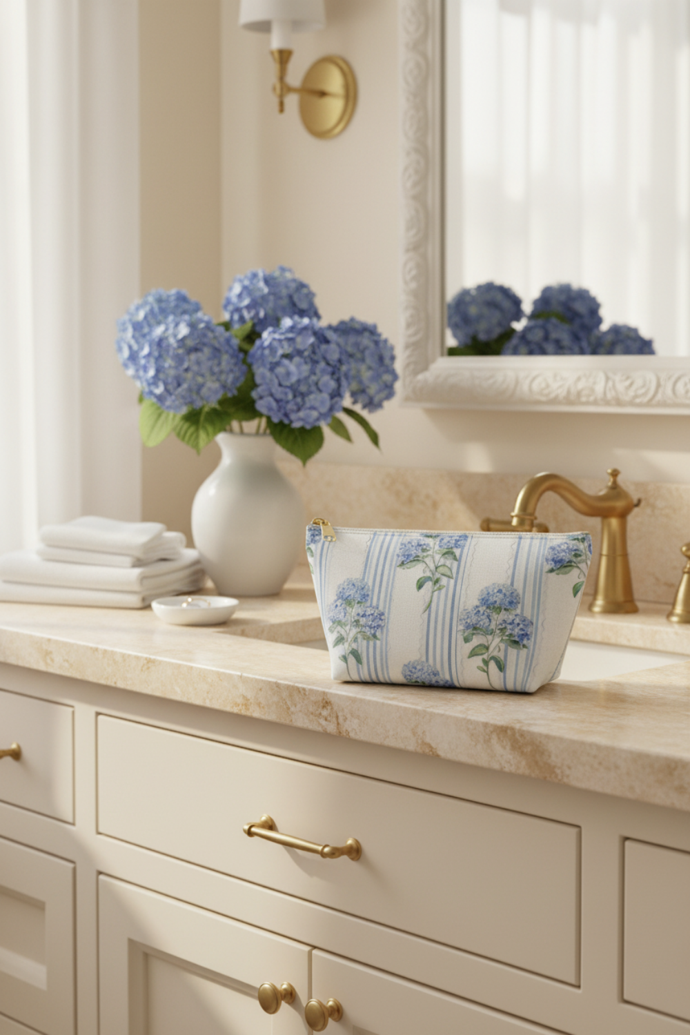 Blue Hydrangea Travel Pouch