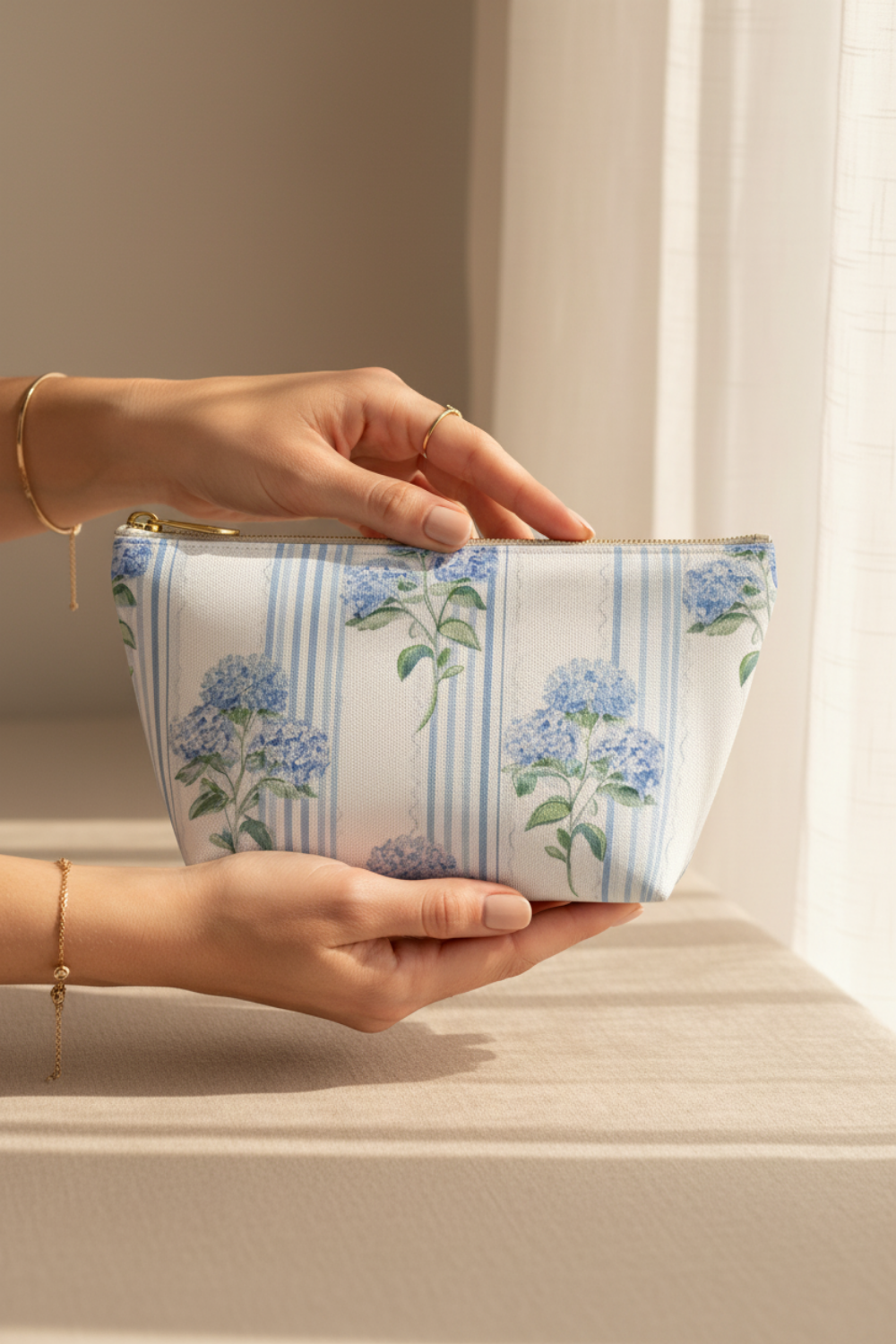 Blue Hydrangea Travel Pouch