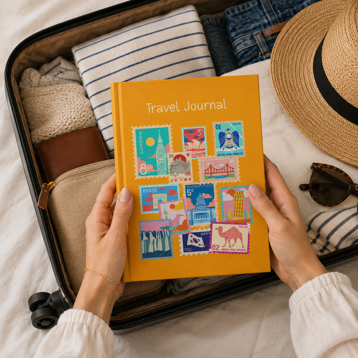 World Destinations Travel Journal Yellow