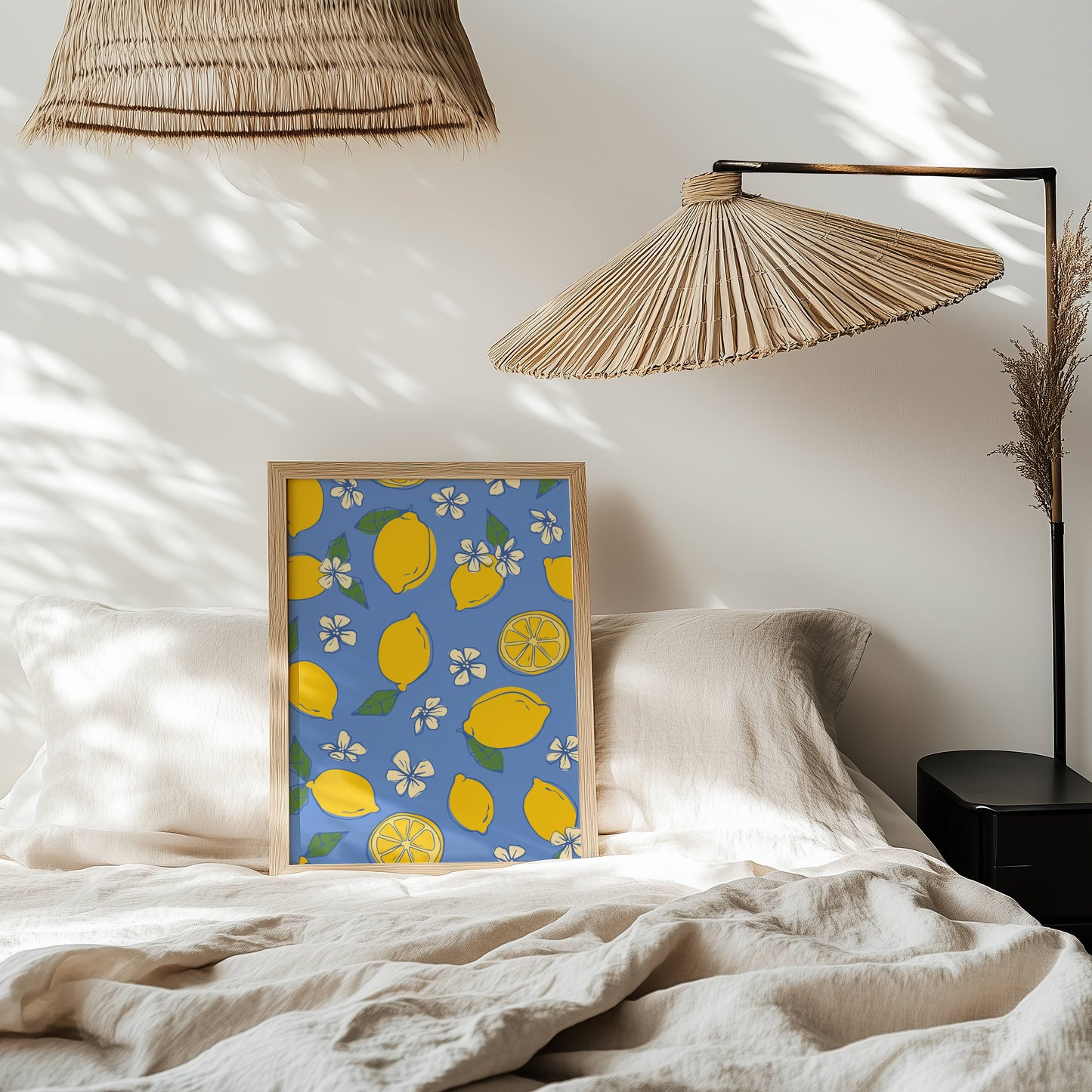 Capri Lemon Garden Art Print | Citrus Bloom Pattern