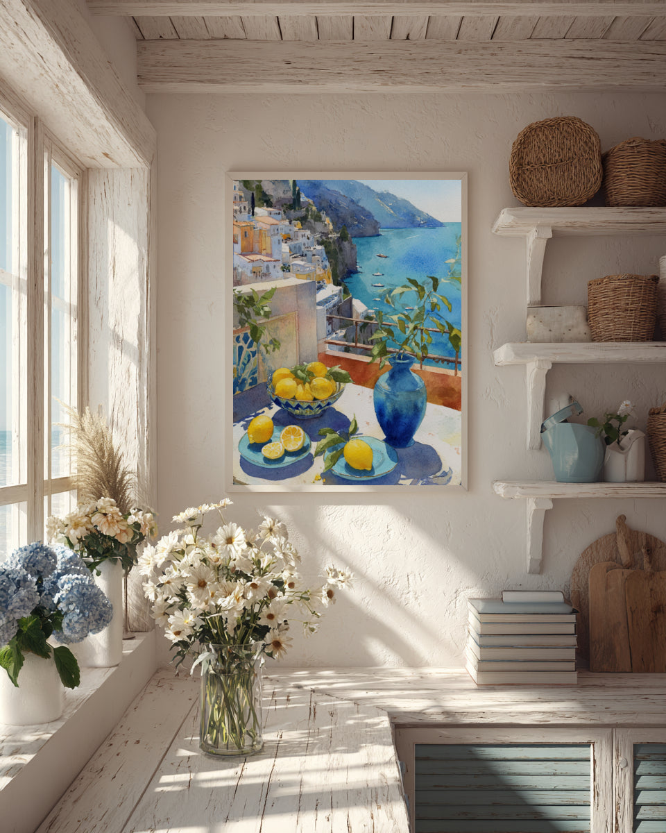 Positano Morning | Coastal Watercolor Wall Art